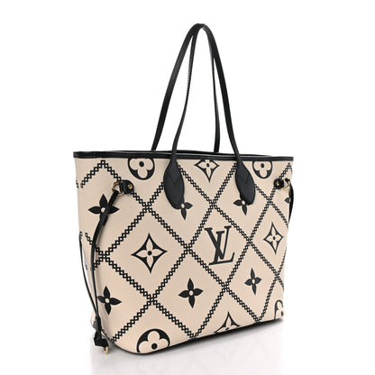 Louis Vuitton Empreinte Monogram Giant Broderies Neverfull MM Cream Black 4 of 9
