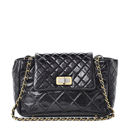 Chanel Glazed Crinkled Calfskin Medium East West Flap Black 1 of 15