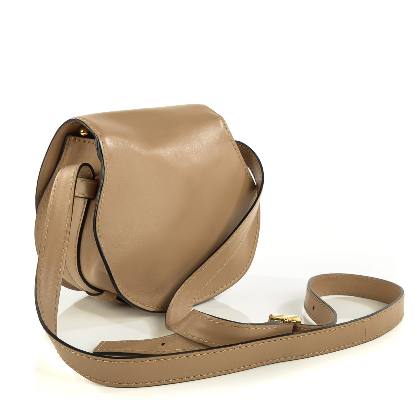 Calfskin Mini Marcie Chain Round Crossbody Bag Chestnut Cream