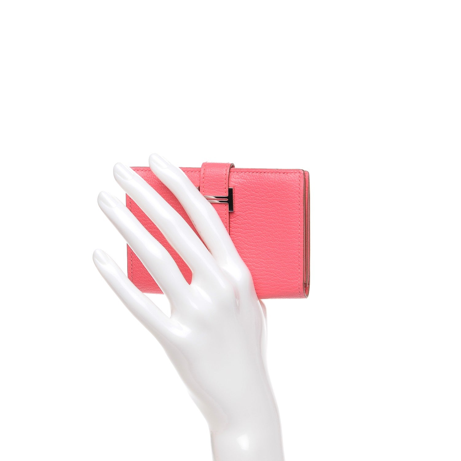 Hermes Chevre Mysore Bearn Card Holder Wallet Rose Lipstick 2 of 8