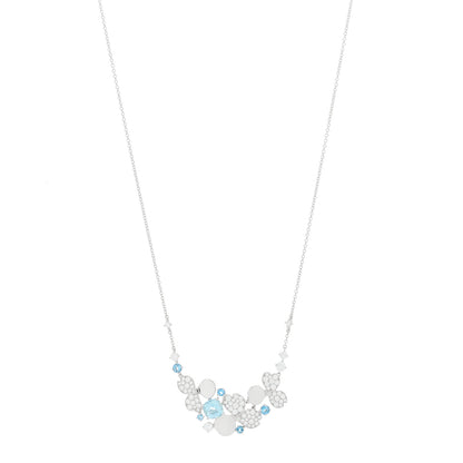 Tiffany Platinum Diamond Aquamarine Paper Flowers Cluster Pendant Necklace 1 of 5