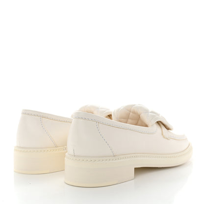 Chanel Lambskin Quilted CC Turnlock Loafers 37.5 White 4 of 9
