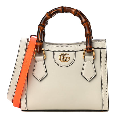 Gucci Wonka Grain Calfskin Mini Diana Tote Bag Mystic White Orange Fluo 1 of 12