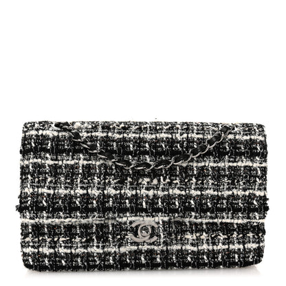 Chanel Tweed Quilted Medium Double Flap Black 1 of 12
