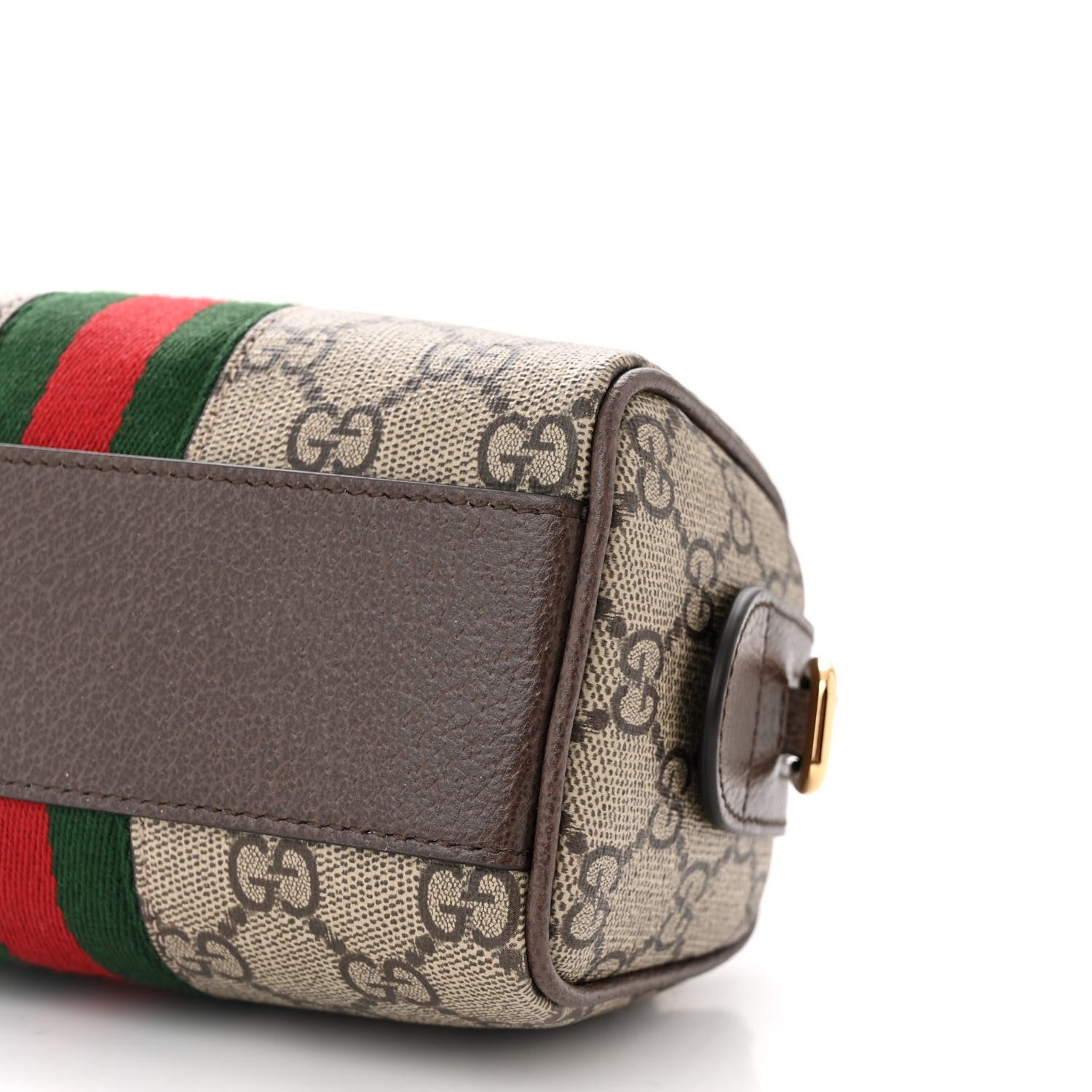Gucci GG Supreme Monogram Textured Dollar Calfskin Web Super Mini Ophidia Top Handle Bowler Bag Beige Ebony New Acero 10 of 10