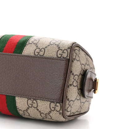 Gucci GG Supreme Monogram Textured Dollar Calfskin Web Super Mini Ophidia Top Handle Bowler Bag Beige Ebony New Acero 10 of 10