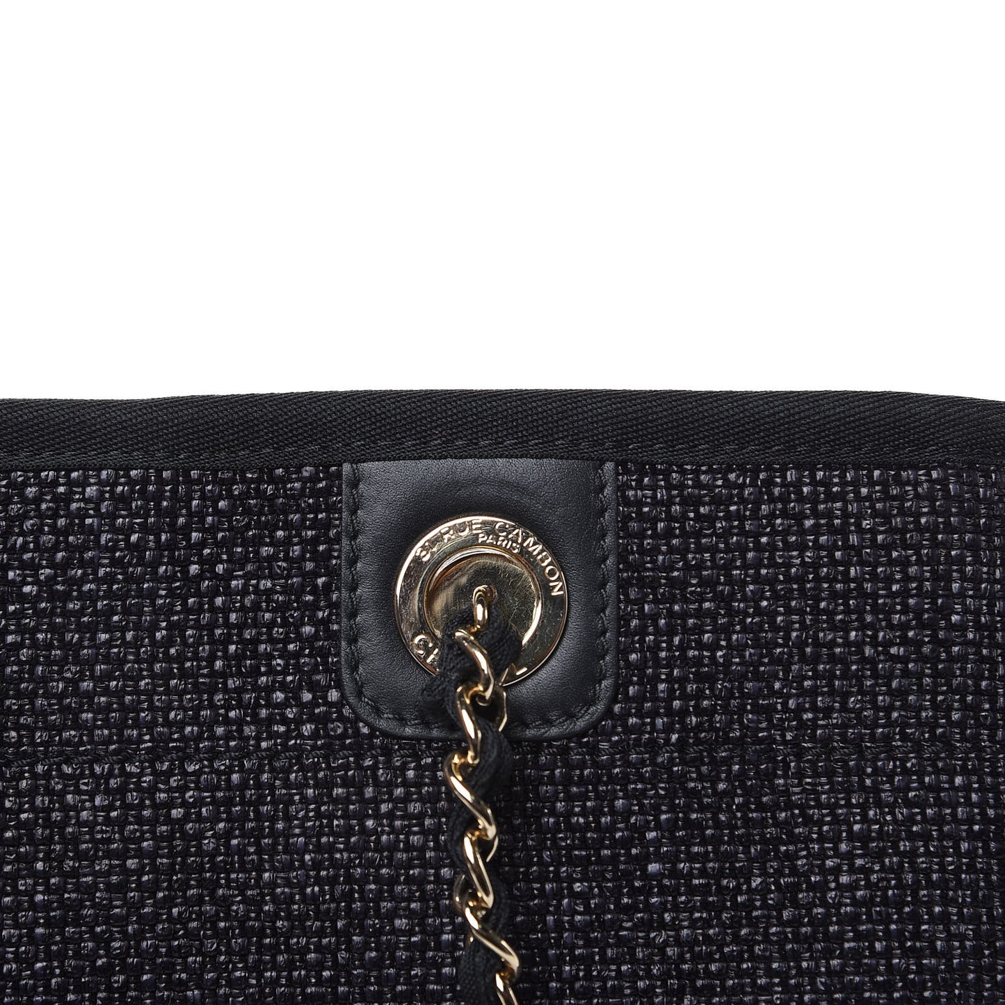 Woven Straw Raffia Small Deauville Tote Black