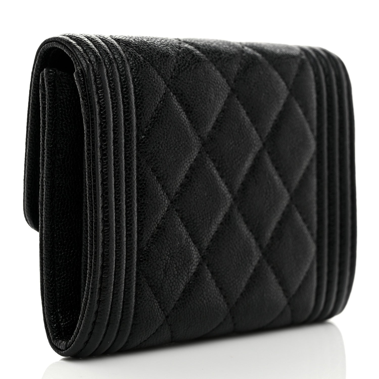 Chanel Caviar Quilted Compact Boy Wallet Black 3 of 8