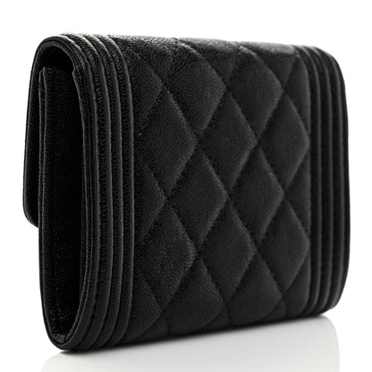 Chanel Caviar Quilted Compact Boy Wallet Black 3 of 8
