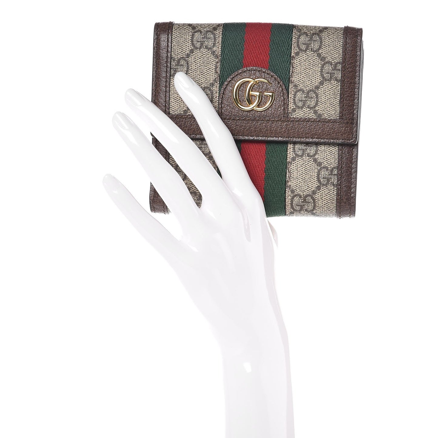 GG Supreme Monogram Web Ophidia French Flap Wallet Beige New Acero