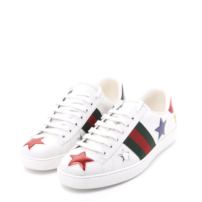 Gucci Calfskin Ayers Web Star Embroidered Mens Ace Sneakers 6.5 White Multi 2 of 9