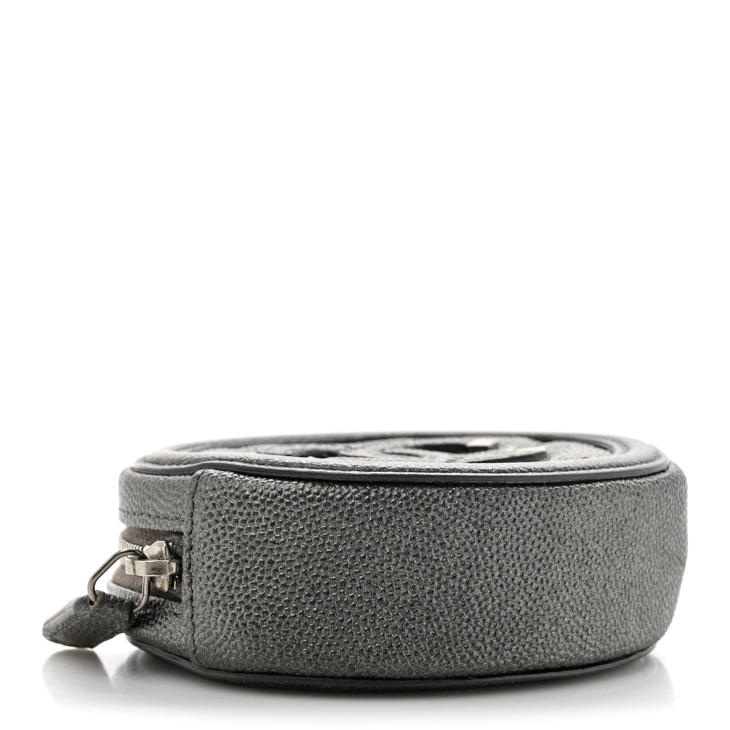 Chanel Metallic Caviar Quilted Filigree Zip Around Classic Coin Purse Dark Silver 4 of 7