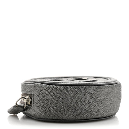 Chanel Metallic Caviar Quilted Filigree Zip Around Classic Coin Purse Dark Silver 4 of 7
