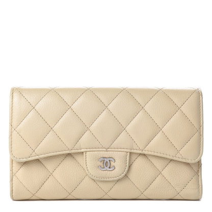 Chanel Caviar Quilted Large Flap Wallet Beige 1 of 12