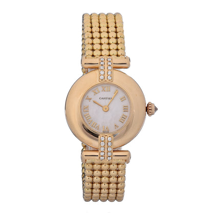 Cartier 18K Yellow Gold Diamond Mother of Pearl 24mm Must de Colisee Quartz Watch 1 of 9
