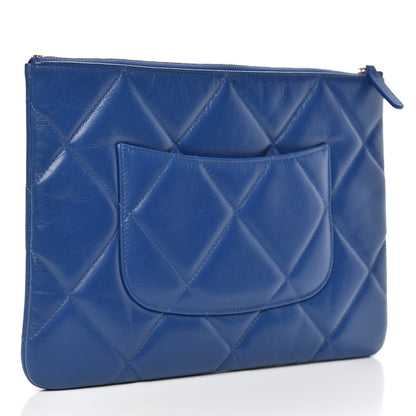 Chanel Goatskin Quilted Large Chanel 19 Pouch Dark Blue 3 of 9