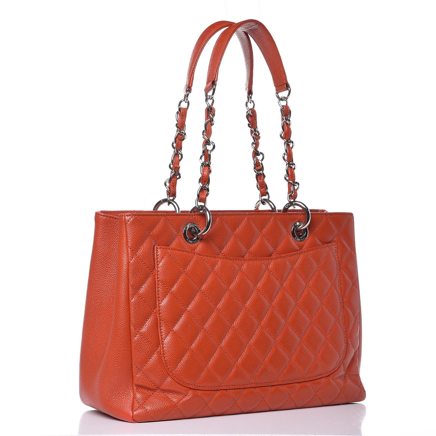 Caviar Quilted Grand Shopping Tote GST Orange