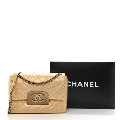 Chanel Metallic Aged Calfskin Quilted CC Square Flap Light Gold 9 of 9