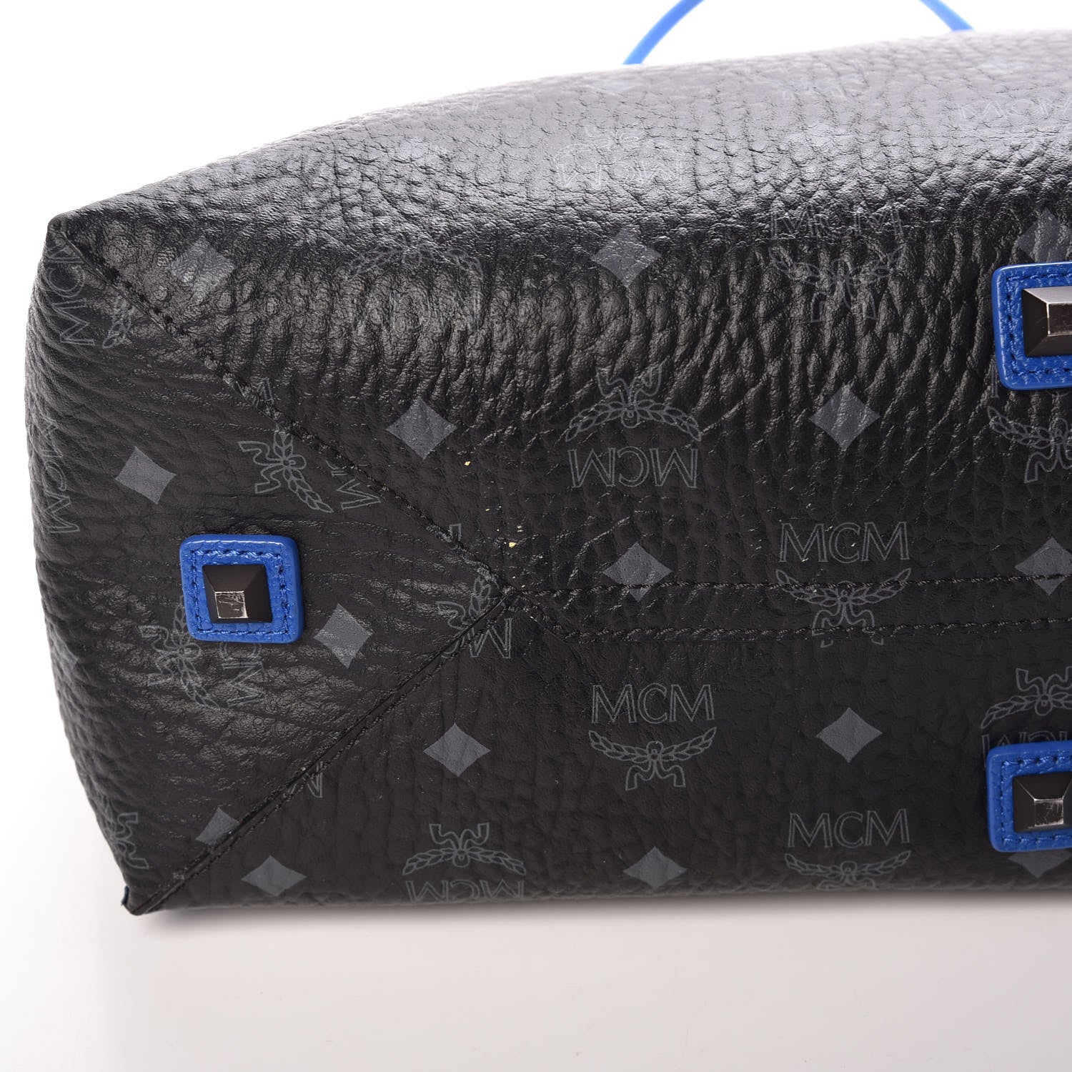 MCM Metallic Visetos Medium Kira Shopper Tote Black Blue 10 of 10