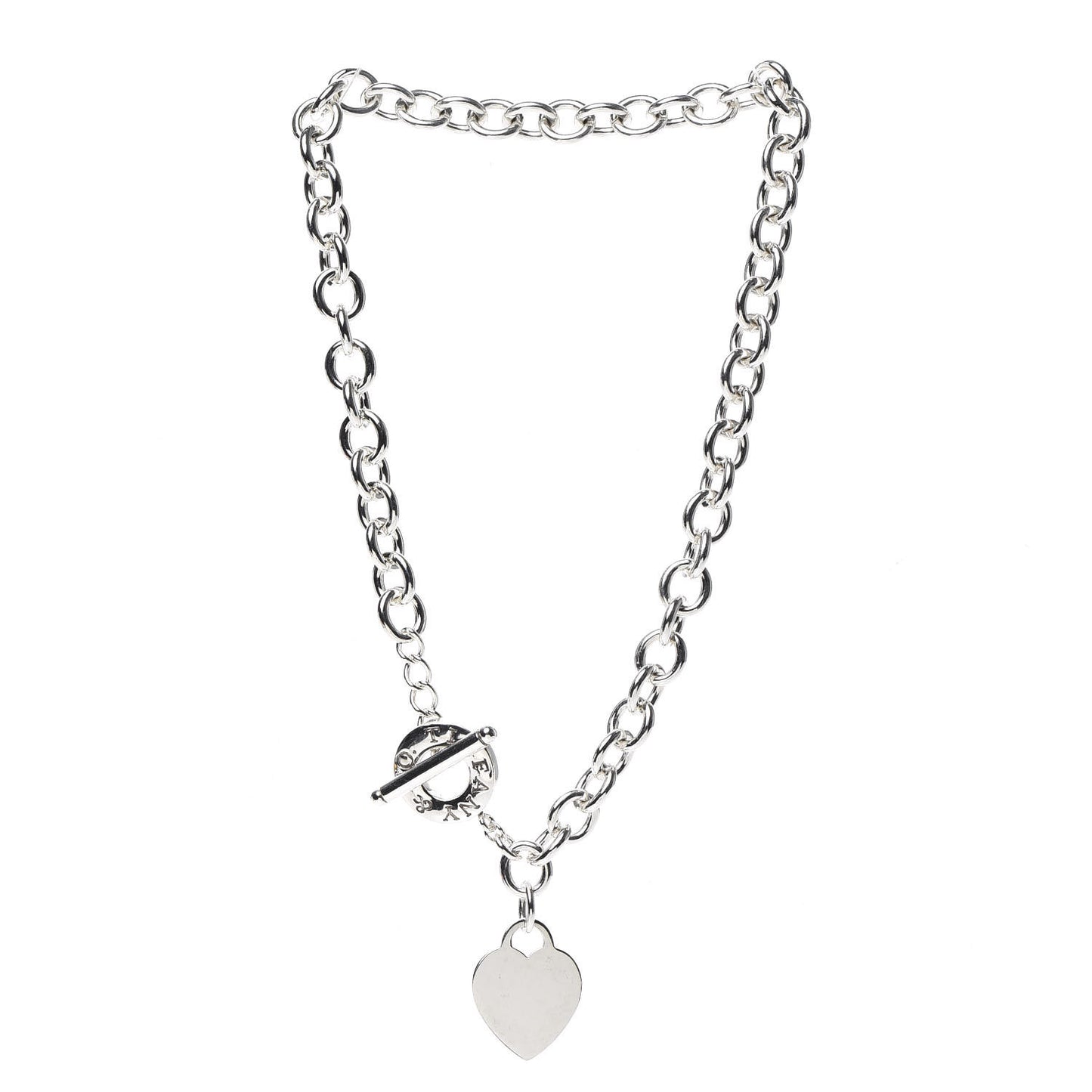 Sterling Silver Heart Tag Toggle Necklace