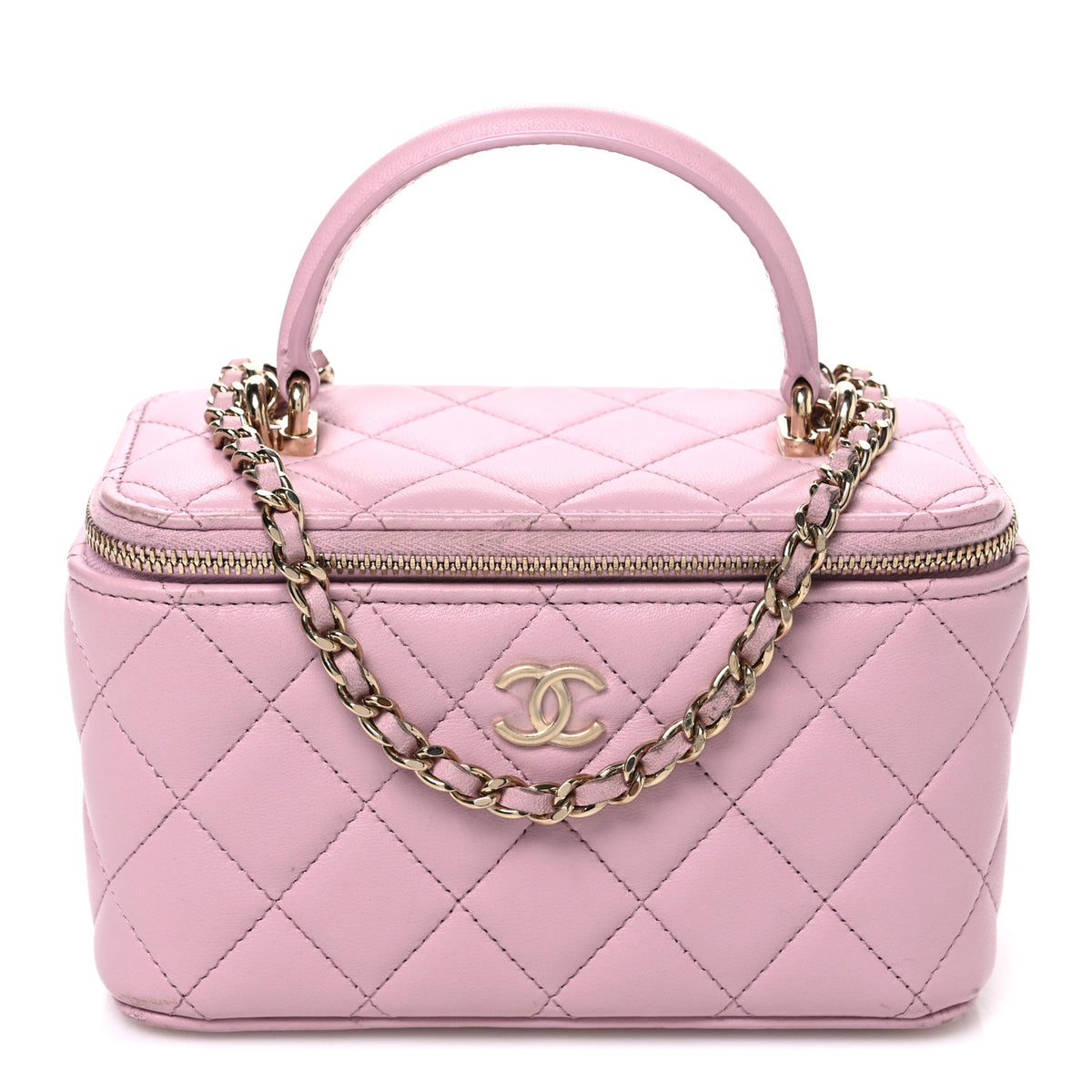 Chanel Lambskin Quilted Small Top Handle Vanity Case With Chain Light Pink 1 of 12