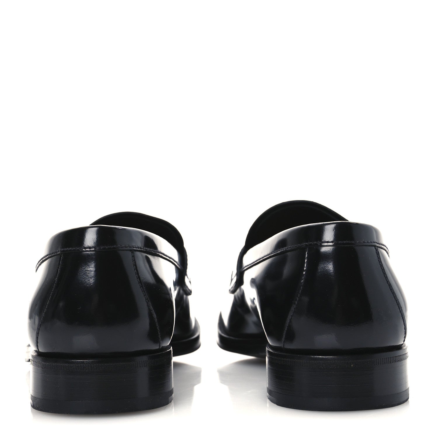Prada Spazzolato Fume Metal Triangle Logo Mens Loafers 8.5 Black 6 of 12
