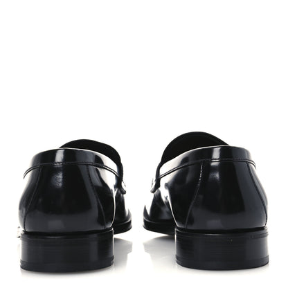 Prada Spazzolato Fume Metal Triangle Logo Mens Loafers 8.5 Black 6 of 12