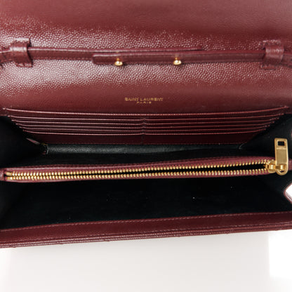 Saint Laurent Grain De Poudre Matelasse Chevron Monogram Chain Wallet Rouge Legion 5 of 11