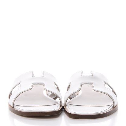 Hermes Box Calfskin Oran Sandals 38 White 2 of 7