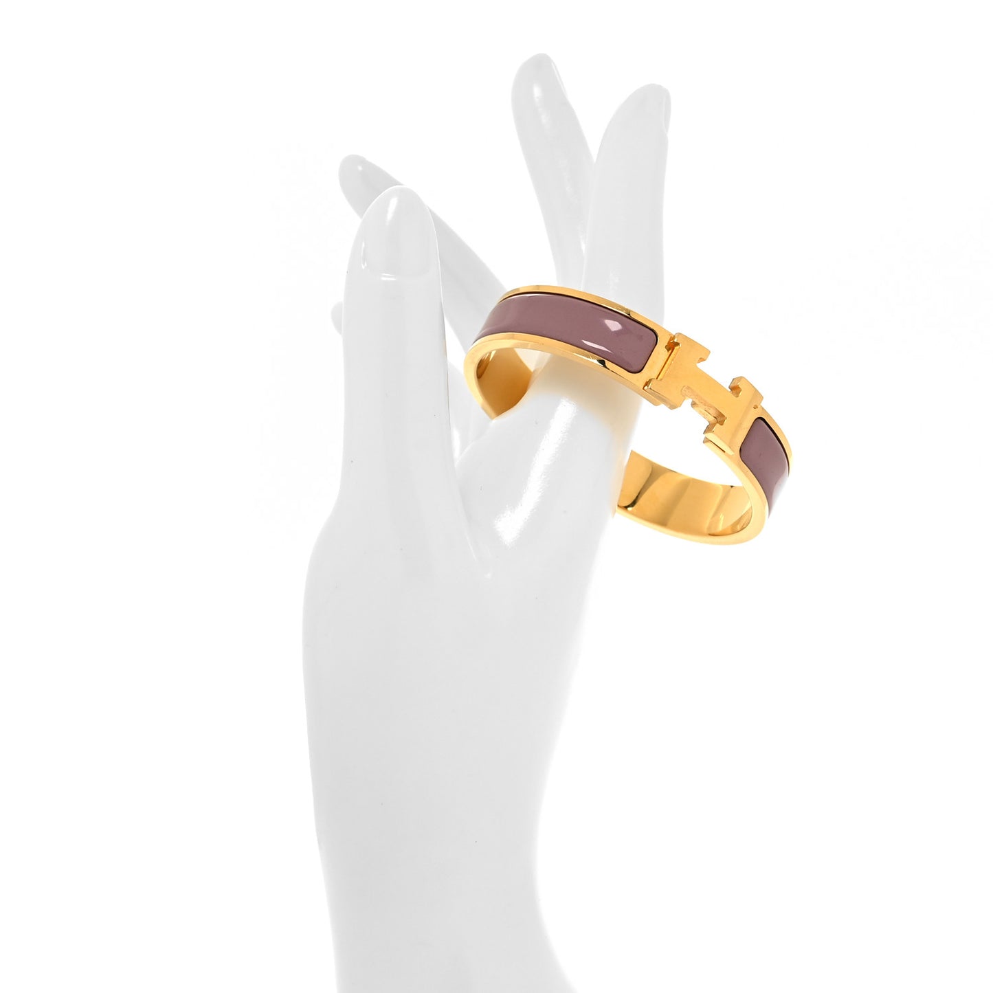 Enamel Narrow Clic Clac H Bracelet PM Bois De Rose