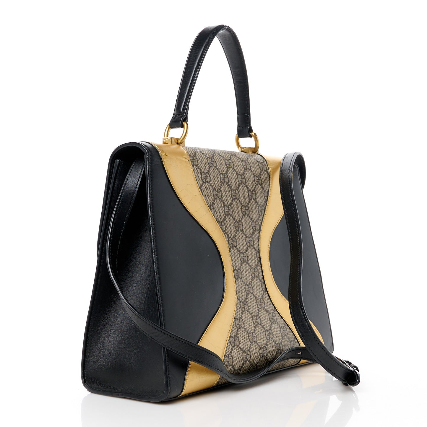 GG Supreme Monogram Small Osiride Top Handle Bag Black Gold
