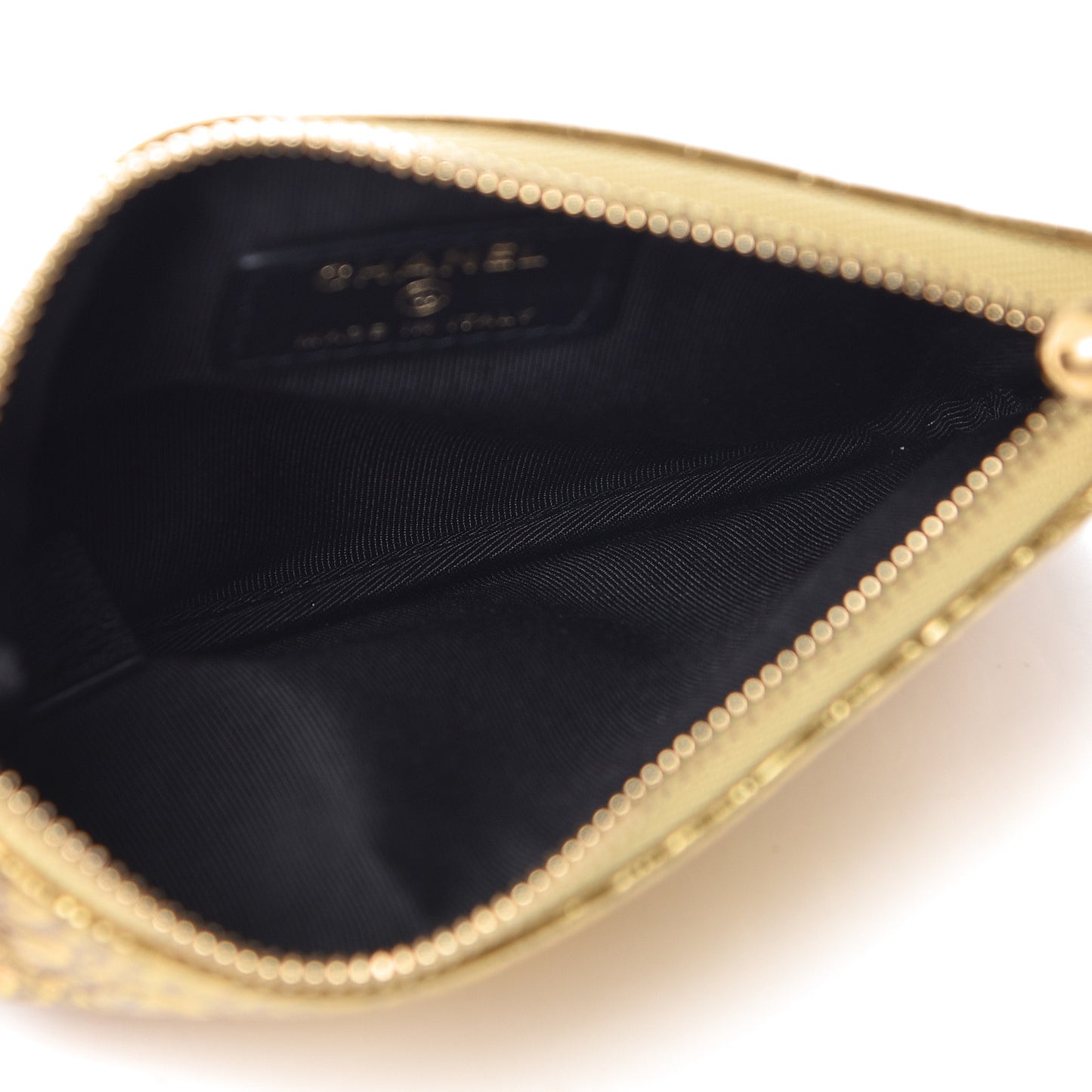 Metallic Calfskin Crocodile Embossed Cocodile Cosmetic Case Gold