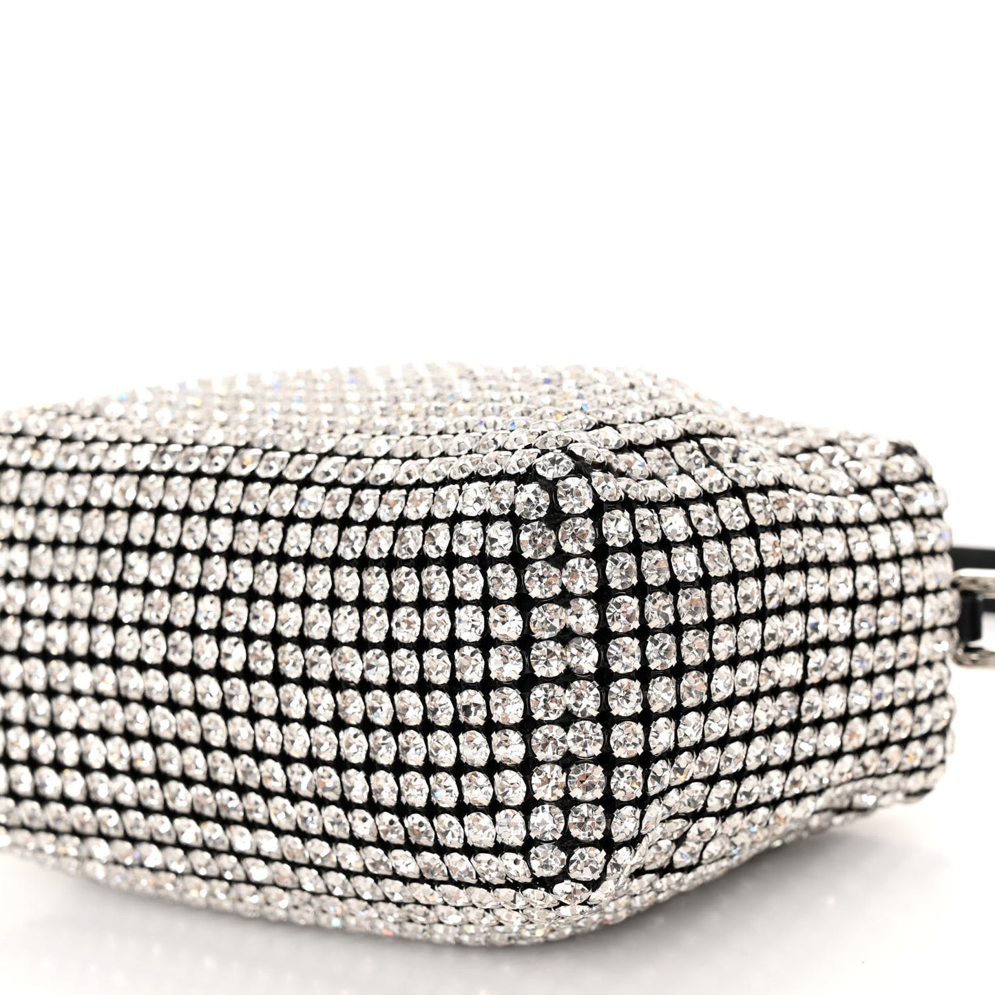 Mesh Crystal Rhinestone Mini Heiress Pouch Black Silver