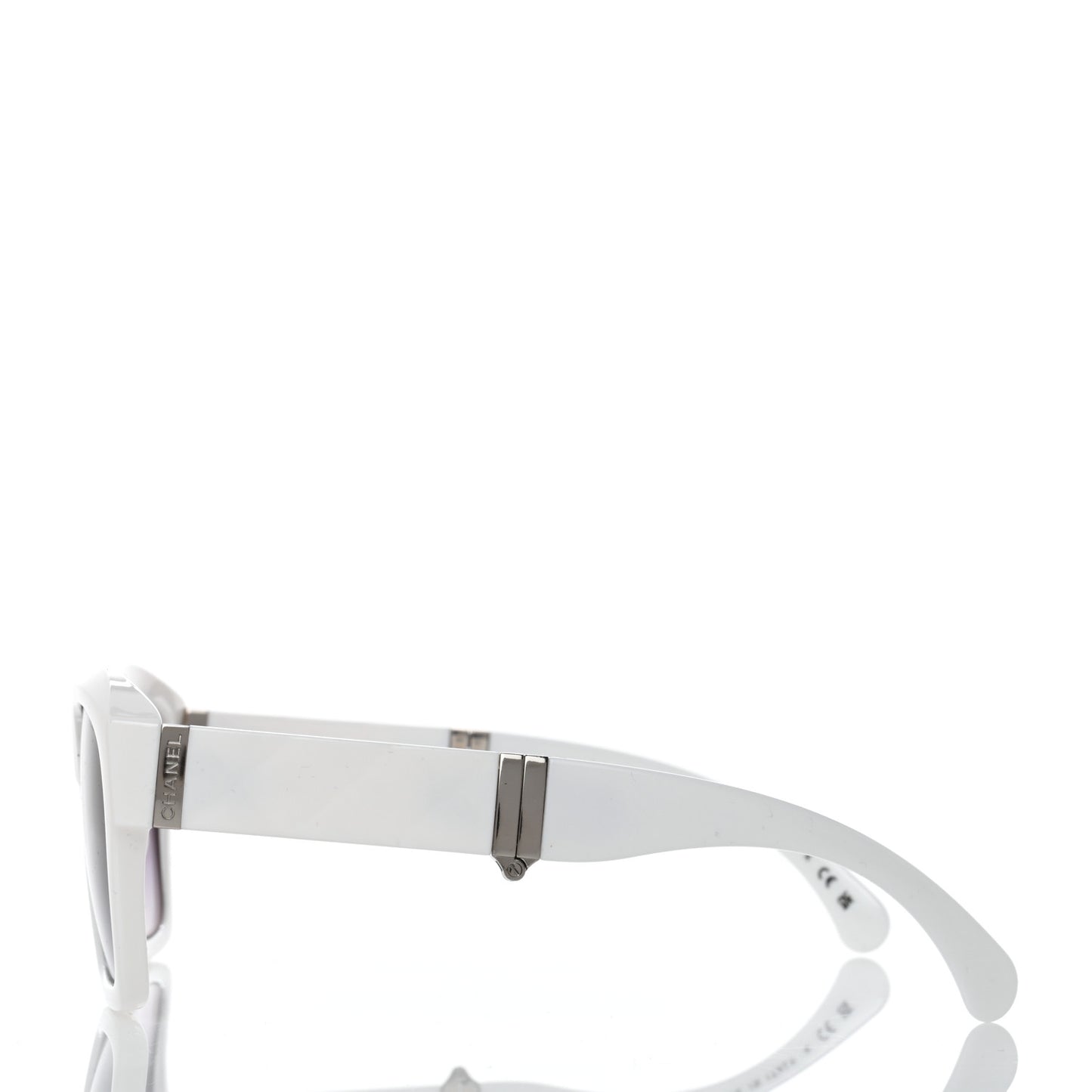 Acetate Metal Square Folding Sunglasses 6055-B White