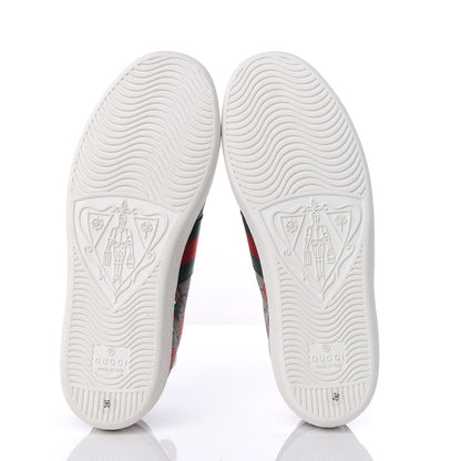 Gucci GG Supreme Monogram Strawberry Web Womens Ace Sneakers 36 Beige Multicolor Red Green 4 of 10