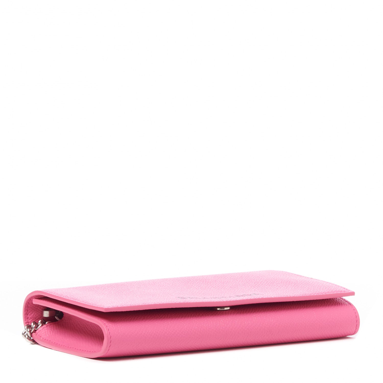 Balenciaga Signature Grained Calfskin Logo Ville Wallet on Chain Bubble Gum Black 3 of 8