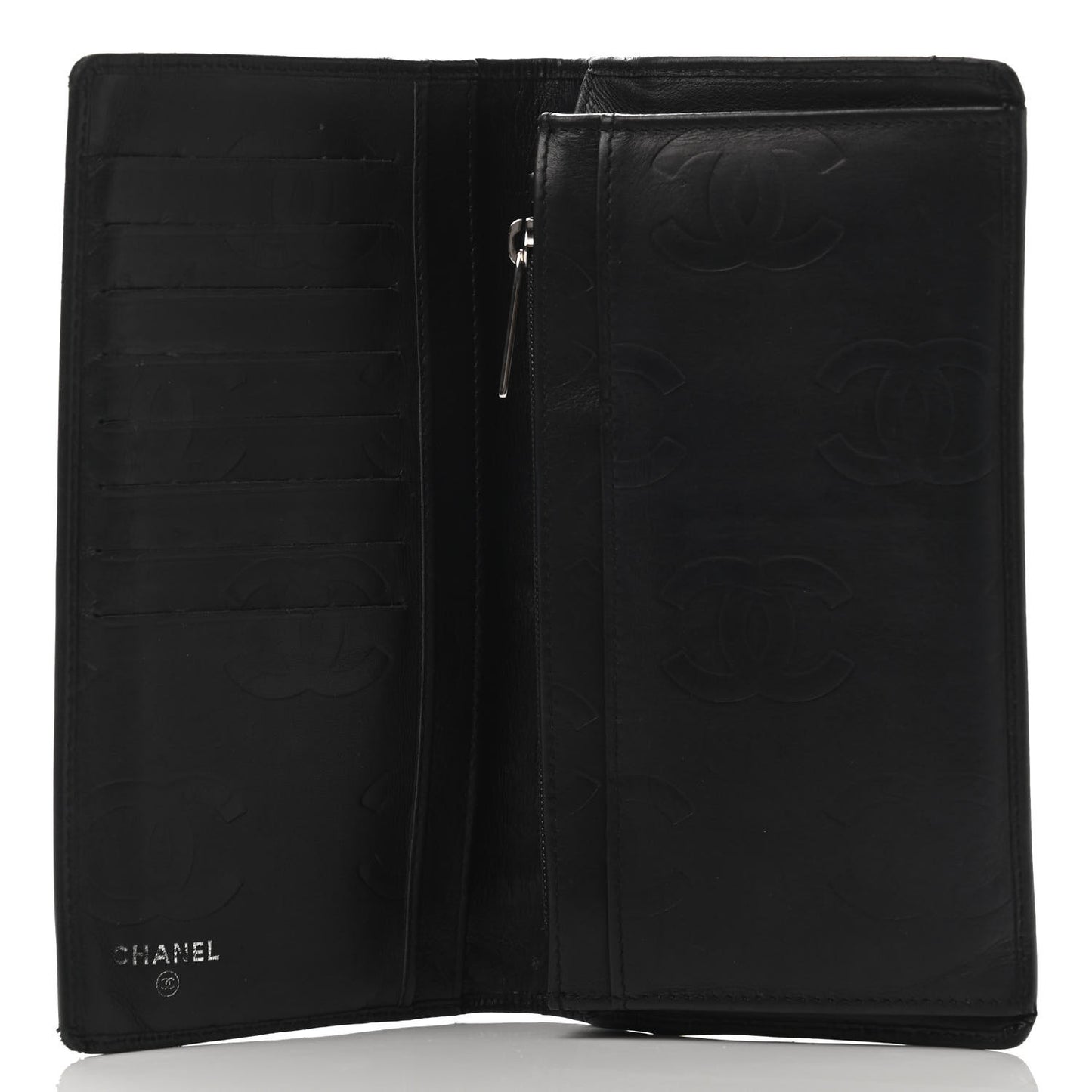 Calfskin Quilted Cambon Yen Wallet Black