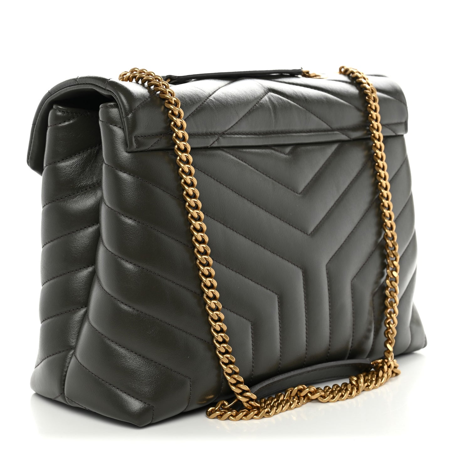 Calfskin Y Quilted Monogram Medium Loulou Chain Satchel Pebble