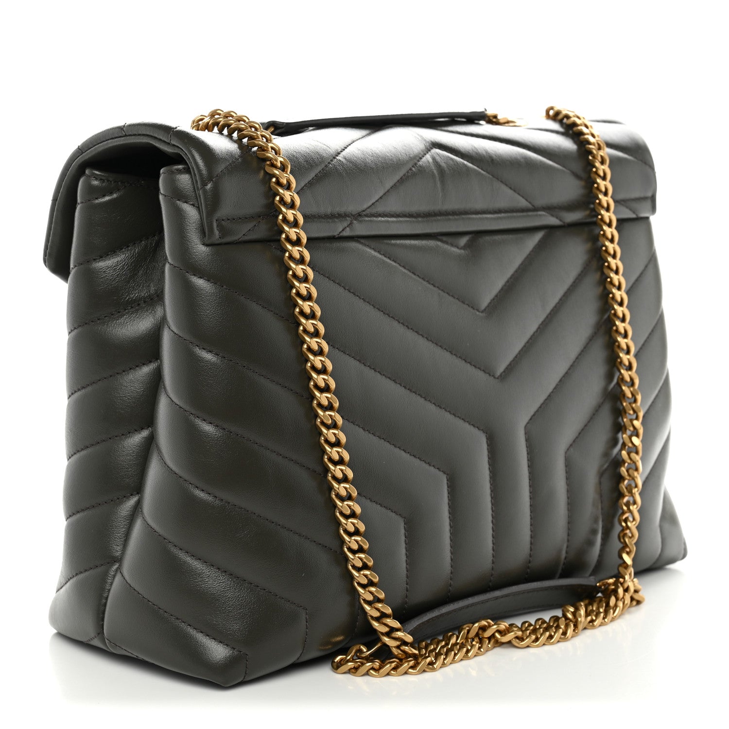 Saint Laurent Calfskin Y Quilted Monogram Medium Loulou Chain Satchel Pebble 3 of 11