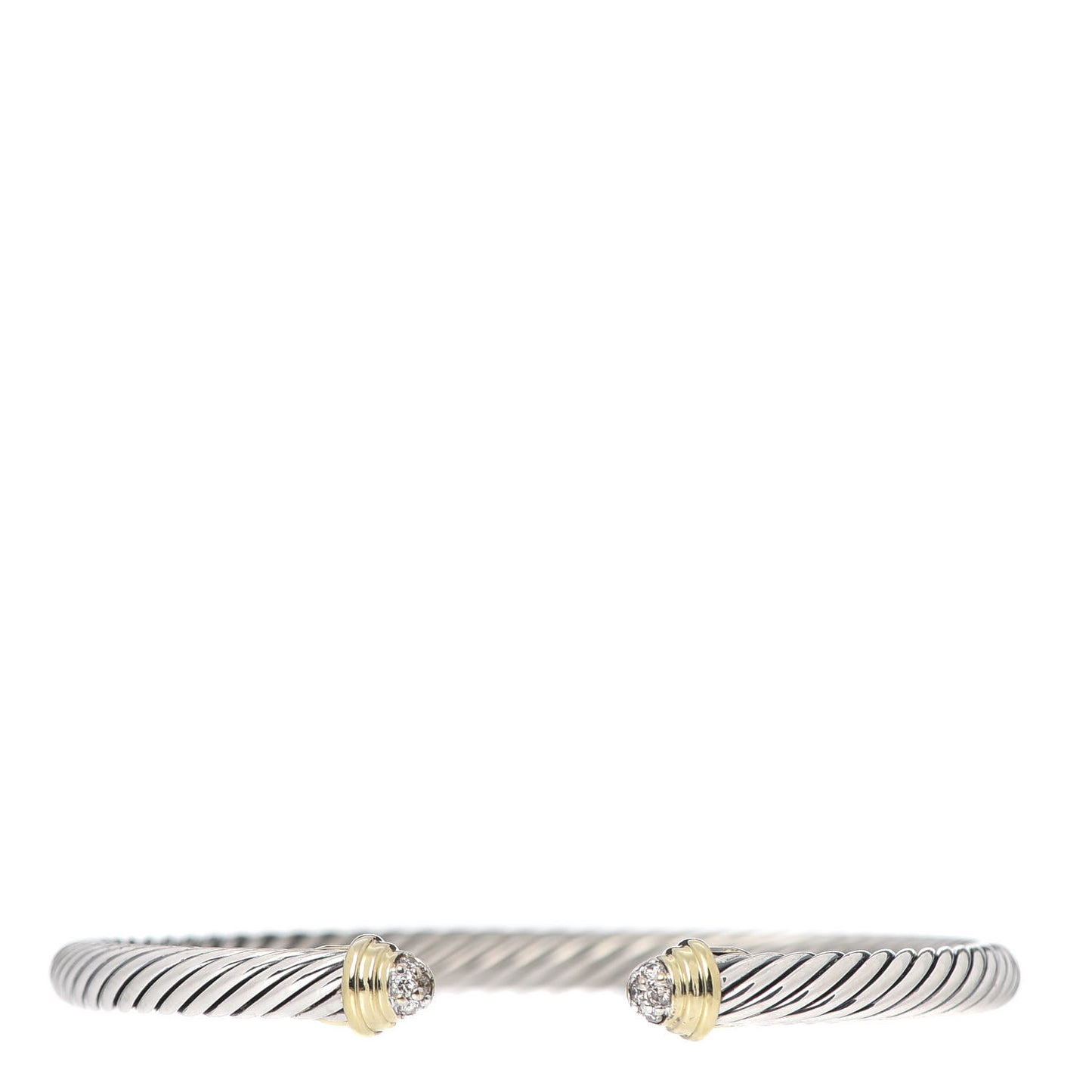 Sterling Silver 18K Yellow Gold Diamond 4mm Cable Kids Bracelet