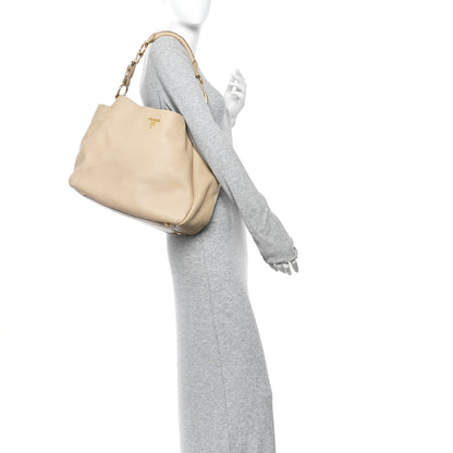 Prada Vitello Daino Side Pocket Hobo Sabbia 2 of 17
