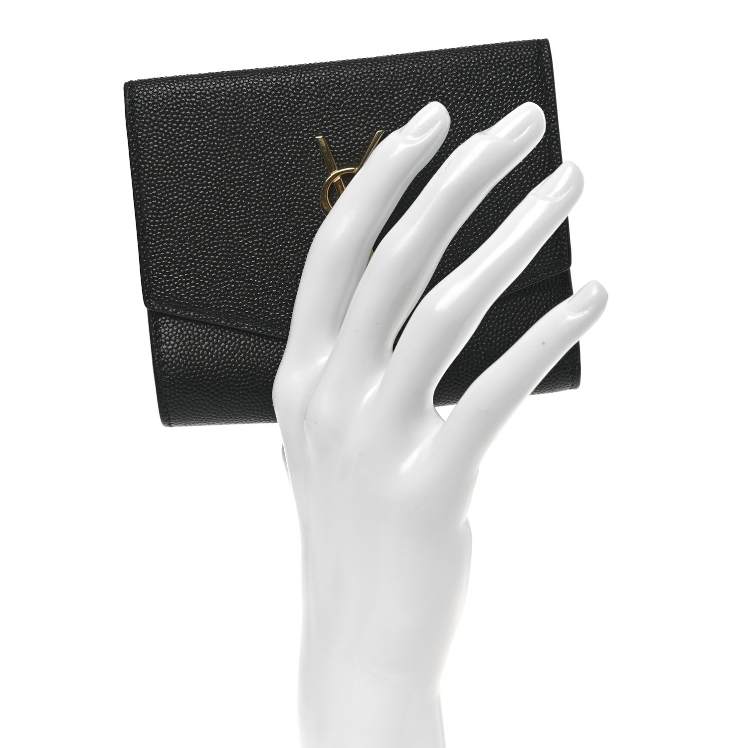 Saint Laurent Grain De Poudre Monogram Bi-Fold Wallet Black 2 of 12