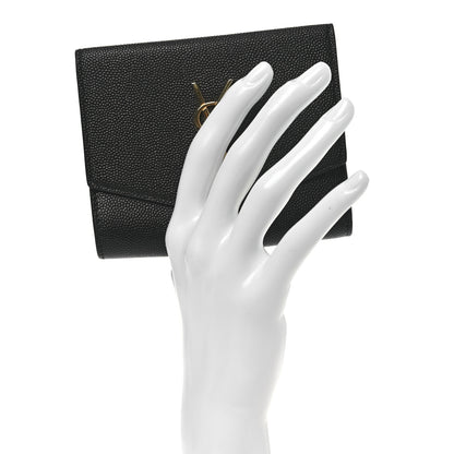 Saint Laurent Grain De Poudre Monogram Bi-Fold Wallet Black 2 of 12