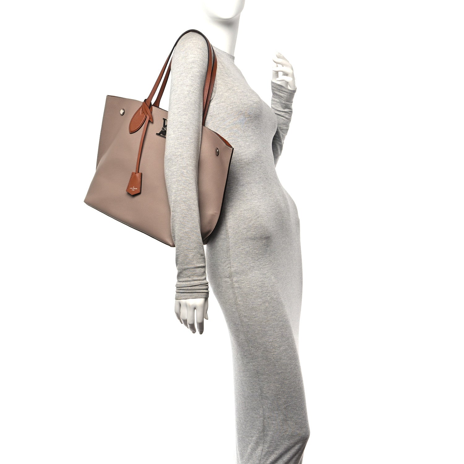 Louis Vuitton Calfskin Lockme Go Tote Vison 2 of 9