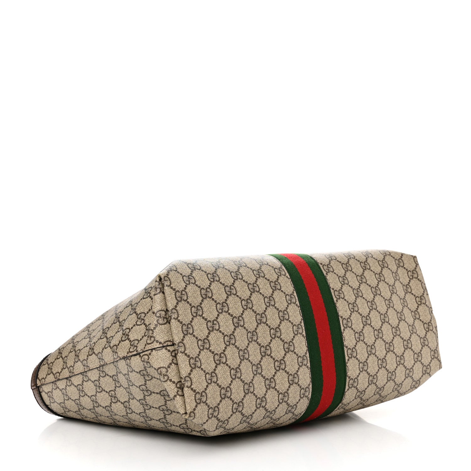 Gucci GG Supreme Monogram Textured Calfskin Web Medium Ophidia Shopping Tote Beige Ebony New Acero 4 of 10