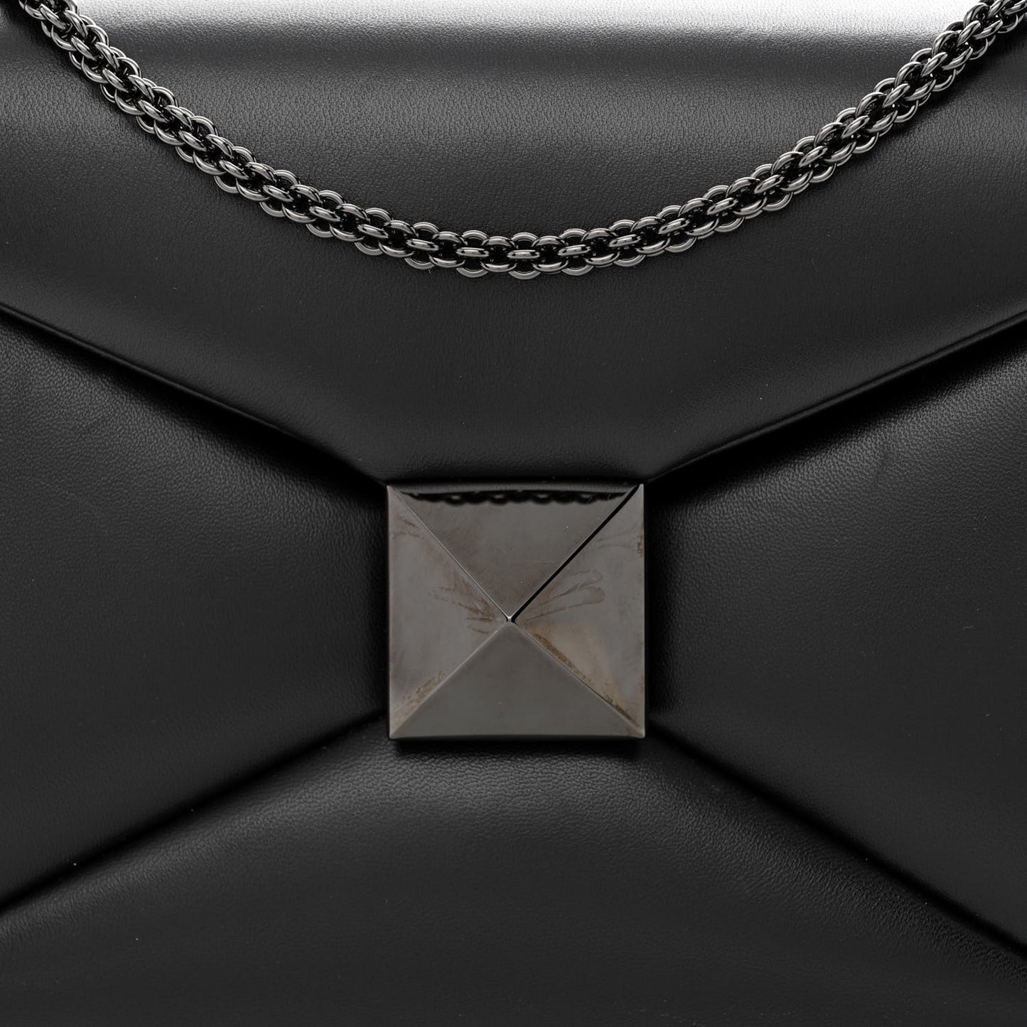 Nappa Tonal One Stud Chain Shoulder Bag Black