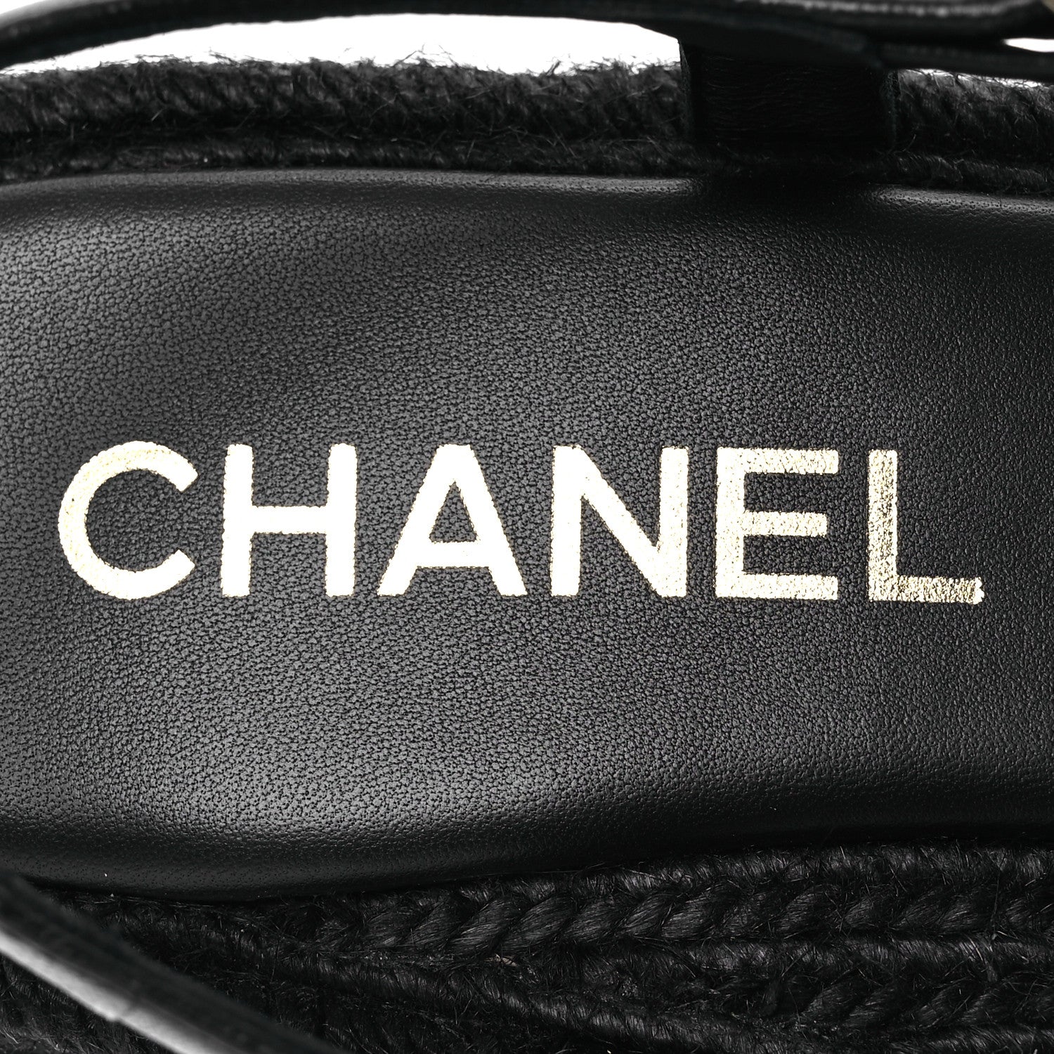 Chanel Lambskin Espadrille Sandals 41 Black 9 of 14