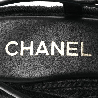 Chanel Lambskin Espadrille Sandals 41 Black 9 of 14