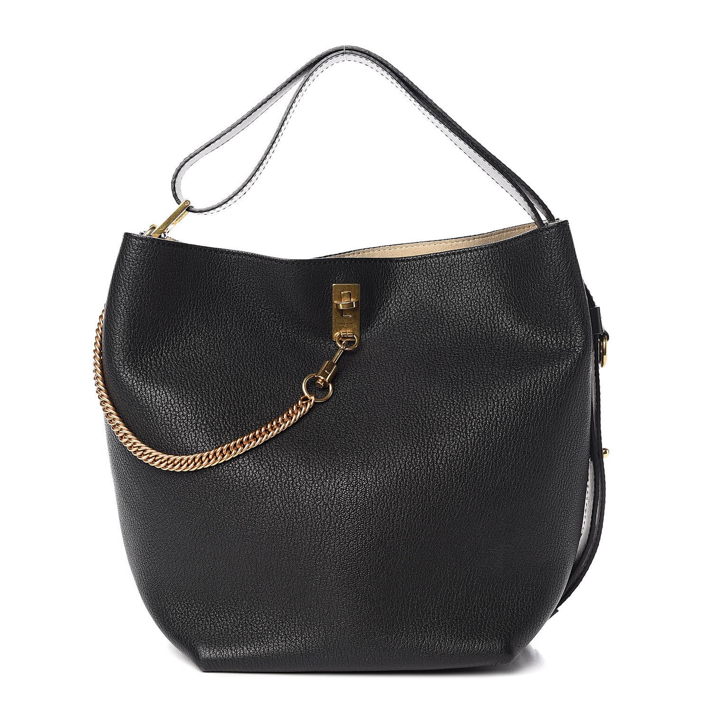Grained Calfskin GV Bucket Bag Black