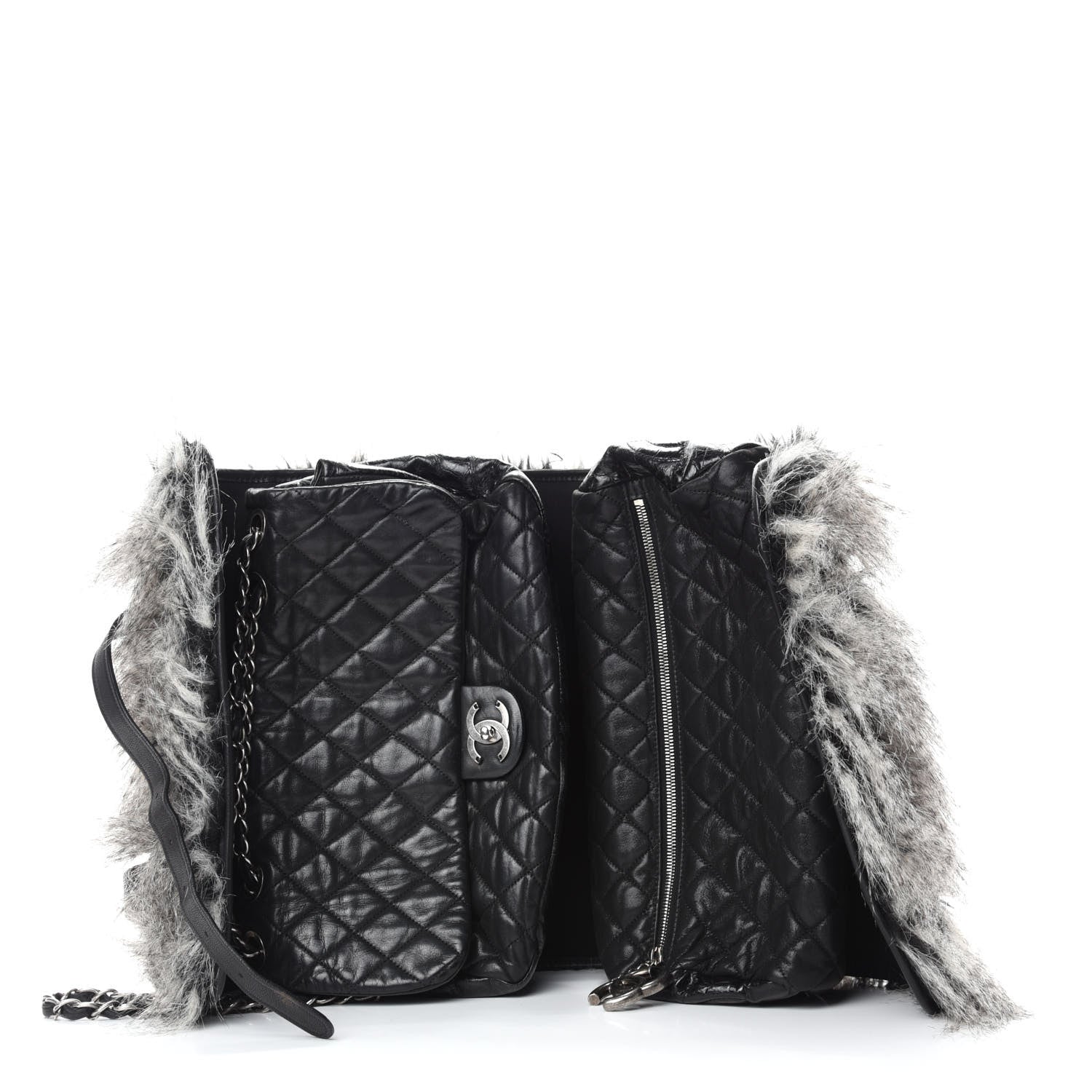 Chanel Iridescent Calfskin Fantasy Fur Backpack Grey 5 of 12
